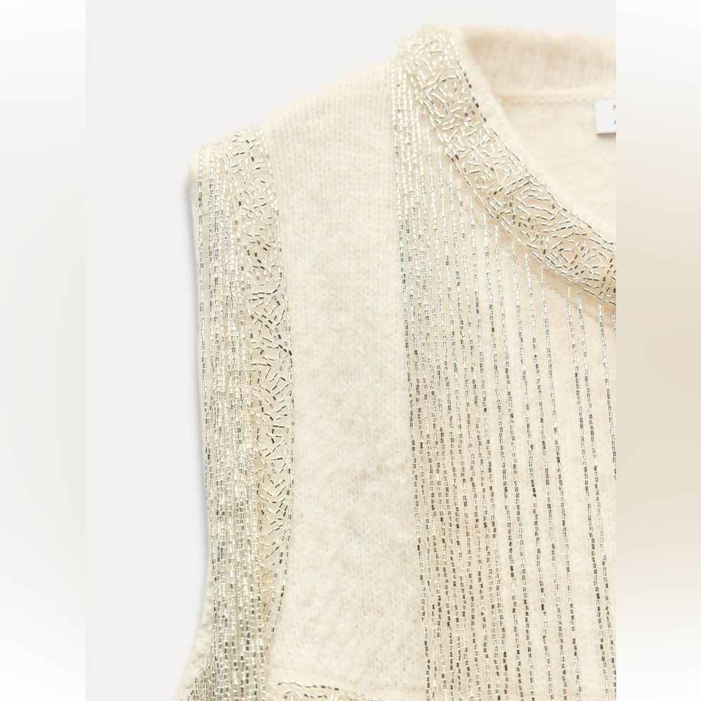 Zara beaded fringe knit sweater vest - Picture 8 of 8